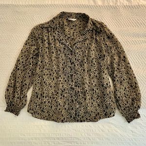 Patterned Blouse with Black Detailing